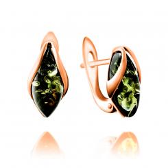 Серьги из позолоченного серебра 925 пробы с янтарными камнями