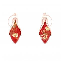 Ohrringe aus vergoldetem 925 Silber mit Bernsteinen