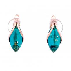 Серьги из позолоченного серебра 925 пробы с янтарными камнями