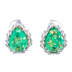 Earrings in 925 silver with drop-shaped amber stones