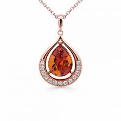 Кулон из серебра 925 пробы с янтарём каплей и фианитами