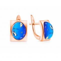 Gold-plated 925 silver earrings with oval amber square