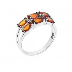 925 silver ladies ring with 6 garnet stones