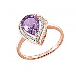 Sokolov ladies' ring in 585 rose gold with an amethyst and zirconia