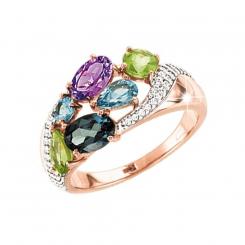 Sokolov ladies ring in 585 red gold with gemstone mix