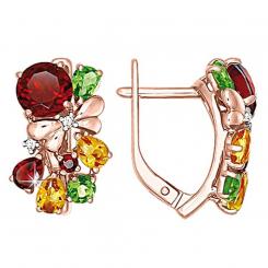 Sokolov earrings in 585 rose gold with gemstone mix