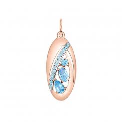 Sokolov pendant in 585 red gold with blue topaz and cubic zirconia