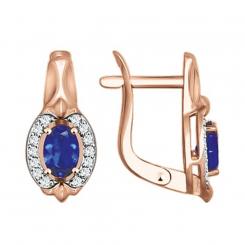 Sokolov earrings in 585 rose gold with cubic zirconia blue