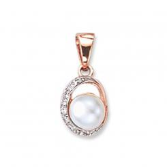 585 rose gold pendant with pearl and cubic zirconia