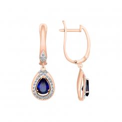 Sokolov earrings in 585 red gold with sapphire and zirconia