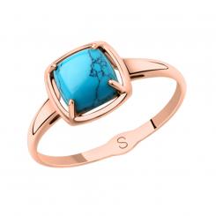 Sokolov ladies ring in 585 red gold with turquoise HTS