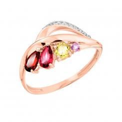 Ladies ring in 585 rose gold with gemstone mix