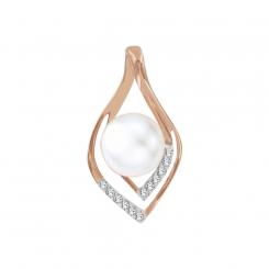 Karatov pendant in 585 red gold with pearl and cubic zirconia