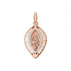 Pendant icon in 585 red gold with engraving and zirconia