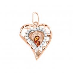 Icon in 585 red gold with engraving and zirconia