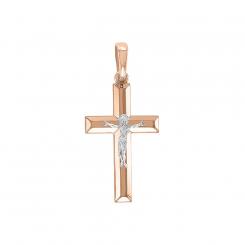 Pendant cross in 585 red/white gold