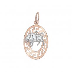 Pendant zodiac sign Taurus in combined 585 gold