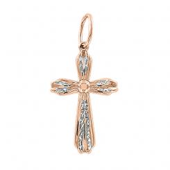Cross pendant in 585 rose gold with engraving, bicolor