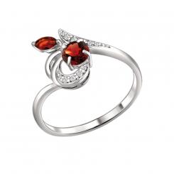 Sokolov 925 silver ladies ring with garnet and zirconia