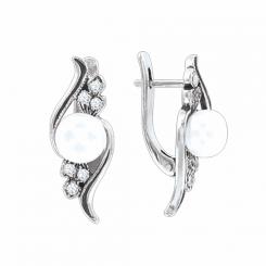prächtige Ohrringe, Silber 925, echte Perle, Zirkonia, Höhe ca. 25 mm 70811511 Samorodok Ohrringe aus 925 Silber mit Perle und Zirkonia