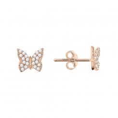 Stud earrings butterfly in 585 rose gold with cubic zirconia