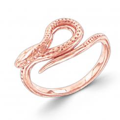 Origineller Damenring in Schlangenform aus 585er Rotgold, ohne Einlagen