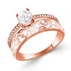 Wunderbarer Damenring aus Silber 925, vergoldet, mit weißer Emaille und Zirkonia