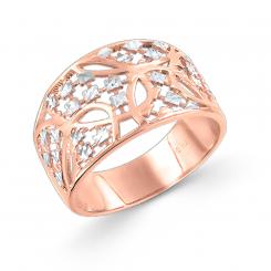 Нежное женское кольцо из красного золота 585 пробы, с филигранными узорами. 