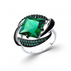 Sokolov ladies ring in 925 silver with a sitall, enamel and zirconia