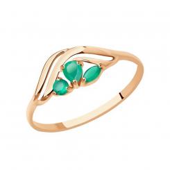 Золотое кольцо с зелёными агатами