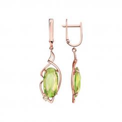 Sokolov earrings in 585 rose gold with green sitall