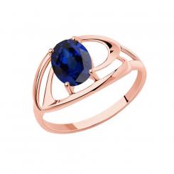 Sokolov ladies ring in 585 red gold with one sapphire