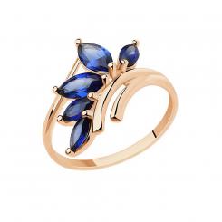 Sokolov ladies ring in 585 red gold with sapphires