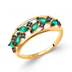 Sokolov ladies' ring in 585 rose gold with green and blue zirconia