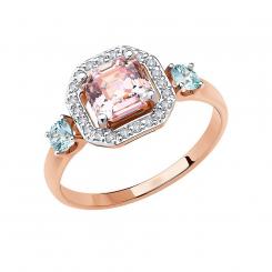Sokolov ladies ring in 585 red gold with cubic zirconia