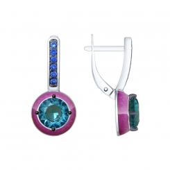 Sokolov Ohrhänger aus 925 Silber mit Sitall, Zirkonia und Emaille