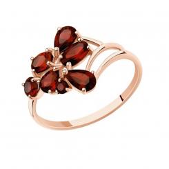 Sokolov ladies ring in 585 red gold with garnet