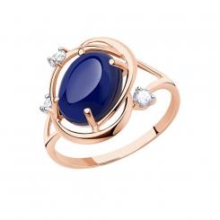 Sokolov ladies ring in 585 red gold with sapphire and zirconia