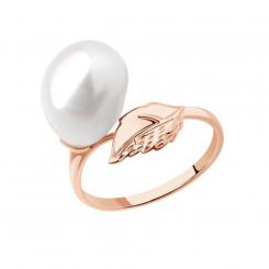 Sokolov ladies ring in 585 red gold with one pearl