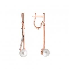 Sokolov earrings in 585 rose gold with pearls and cubic zirconia