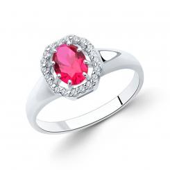 Sokolov Кольцо из серебра 925 пробы с рубином  и фианитами