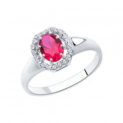 Sokolov ladies ring in 925 silver with a ruby and zirconia
