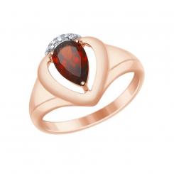 Sokolov ladies ring gold plated 925 silver with a garnet and zirconia