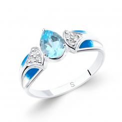 Sokolov ladies' ring in 925 silver with topaz, zirconia and enamel