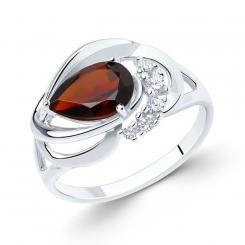 Sokolov ladies' ring in 925 silver with a garnet and zirconia