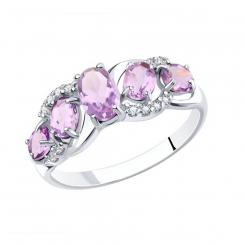 Sokolov ladies ring in 925 silver with amethysts and zirconia