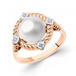 Sokolov ladies' ring in 585 rose gold with a pearl and zirconia