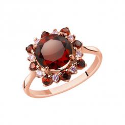 Sokolov ladies ring gold plated 925 silver with a garnet and zirconia