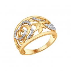 Sokolov Кольцо из позолоченного серебра 925 пробы с фианитами