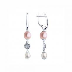 Sokolov earrings 925 silver with cubic zirconia and pearls